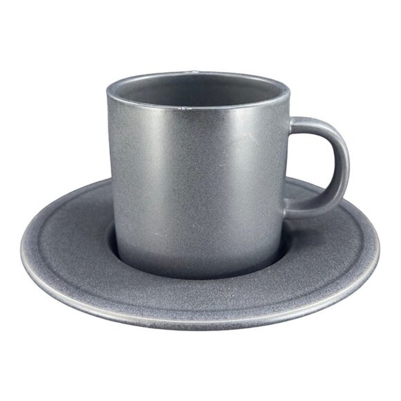 Calvin Klein Swid Powell Ceramic Gray Matte Stoneware Teacup Saucer Set Japan - Picture 2 of 16